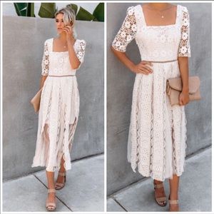 Cream Crochet Midi dress